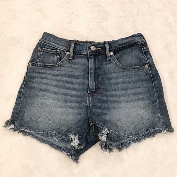 Levi’s 28 6/7) Mile High Denim Women’s Jeans Shorts High Rise Raw Hems Stretch - Picture 10 of 11